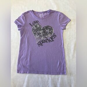Girls Old Navy T Shirt Purple Love Sparkles